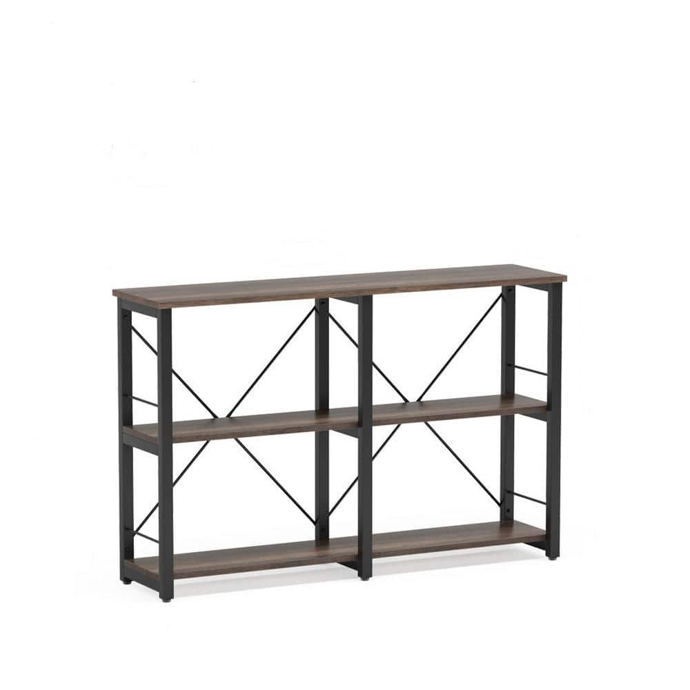 Tribesigns Tarik 44 In. Black And Brown TV Stand With 4 Shelves Fits TV ...