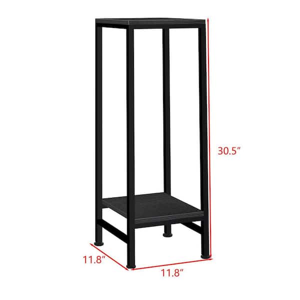 2-Tier Black Wood Plant Stand(11.8 in. H W x 30.5 in. H