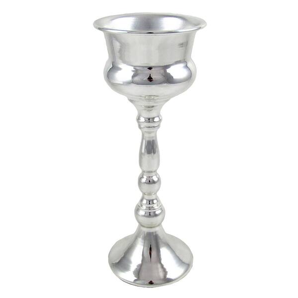 Silver Metal Trophy Urn Table Flower Vase Decorative Centerpiece 13.5