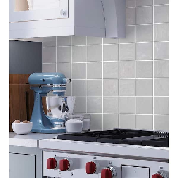 Apollo Tile White 5.2 in x 5.2 Polished Ceramic Subway Tile Sample