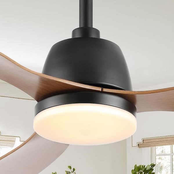 JONATHAN Y Audie 52 in. 1-Light App/Remote 6-Speed Propeller Integrated LED Indoor/Outdoor Light Brown Wood Ceiling Fan
