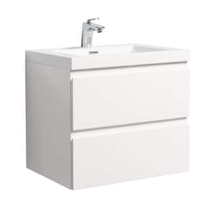 Allier 23.4 in. W x 19.5 in. D x 20.5 in H Bath Vanity Cabinet with Sink Top- without Mirror in White