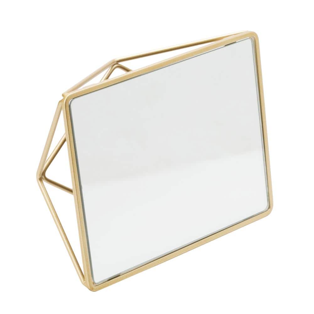 Home Details Geometric Design Vanity Mirror In Gold 26428 Sgold The Home Depot