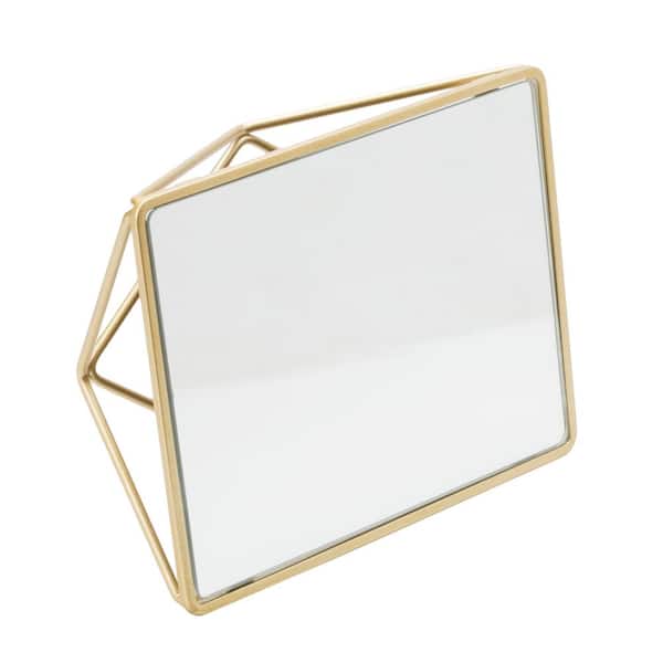 Home Details 7.4 in. x 2.95 in. Makeup Mirror in Satin Gold