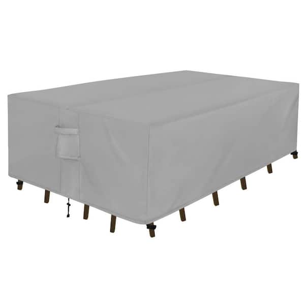 110 in. x 84 in. x 28 in. Gray Rectangle Patio Furniture Cover, Waterproof Outdoor Dining Table and Chair Set Cover