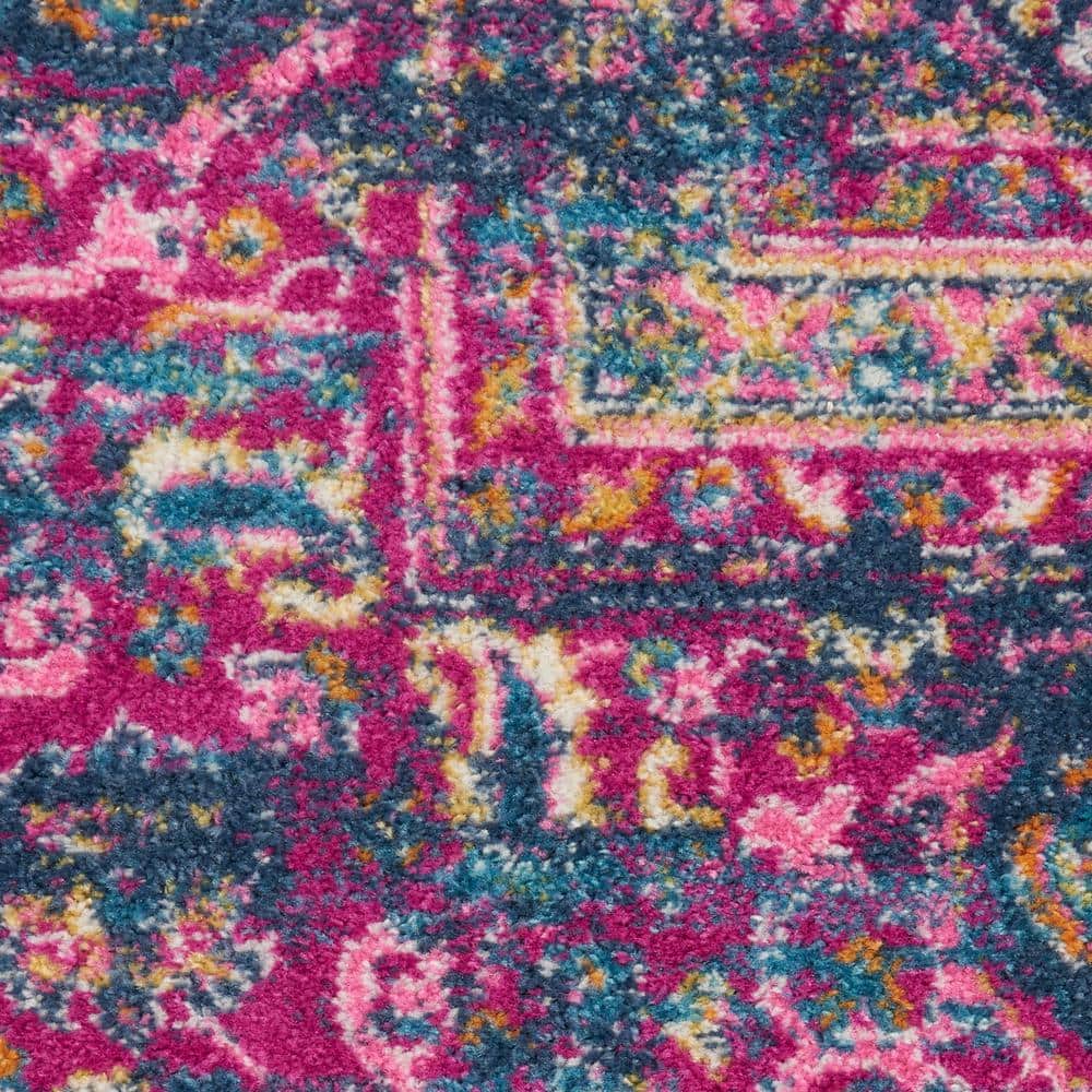 Handmade Reversible Blue Floral 8' x 10' Synthetic Rug