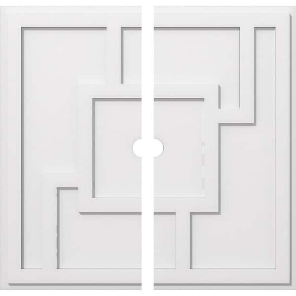 Ekena Millwork 1 in. P X 10-1/2 in. C X 30 in. OD X 2 in. ID Knox Architectural Grade PVC Contemporary Ceiling Medallion, Two Piece