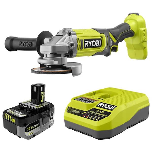 RYOBI ONE+ 18V Cordless 4-1/2 in. Angle Grinder with ONE+ 18V HIGH