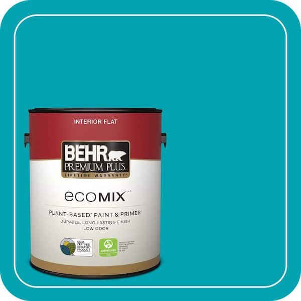 1 gal. #510B-6 Blue Jewel Flat EcoMix Plant-Based Interior Paint & Primer