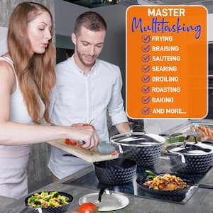 NutriChef Large 10 in. and 12 in. Pre-Seasoned Black Cast Iron Skillet  Non-Stick Cooking Pan with Silicone Handle (2-Piece Set) NCCI2PCS - The  Home Depot