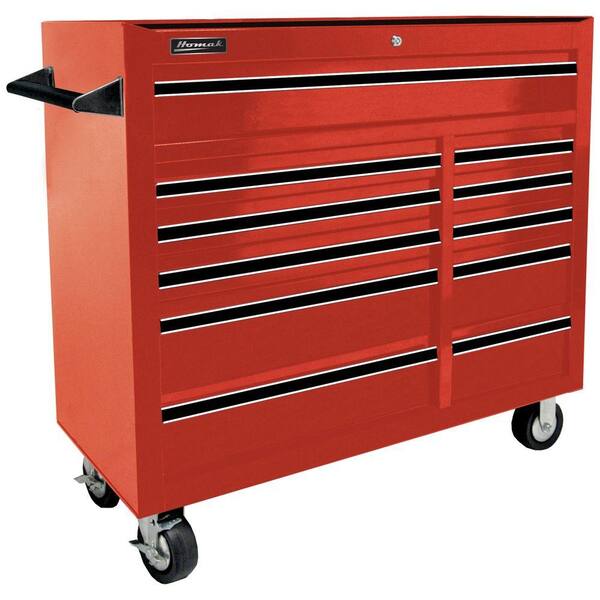 Homak Professional 41 in. 11-Drawer Roller Cabinet Tool Chest in Red