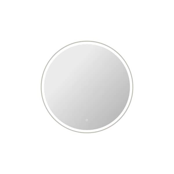 39 in. W x 39 in. H Round Framed LED Wall Mirror in Silver