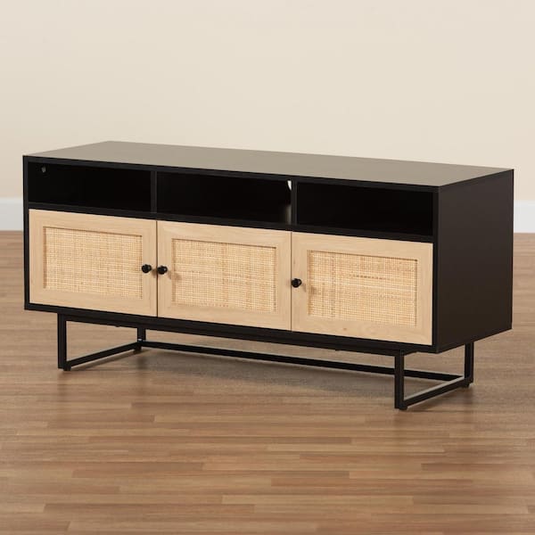 Baxton Studio Declan 47.2 in. Espresso Brown and Black TV Stand