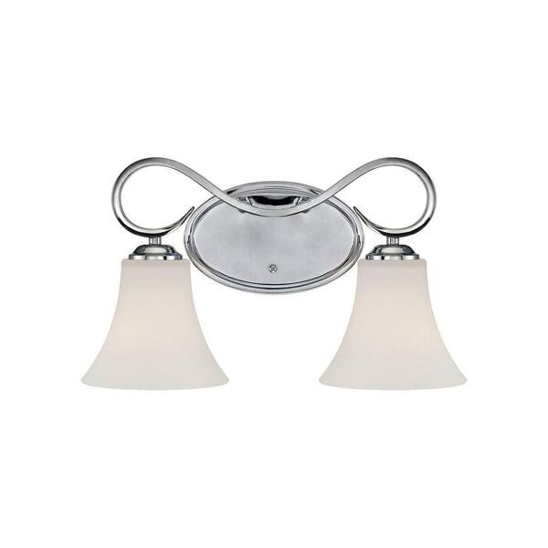 Millennium Lighting 2-Light Chrome Vanity Light with Etched White Glass