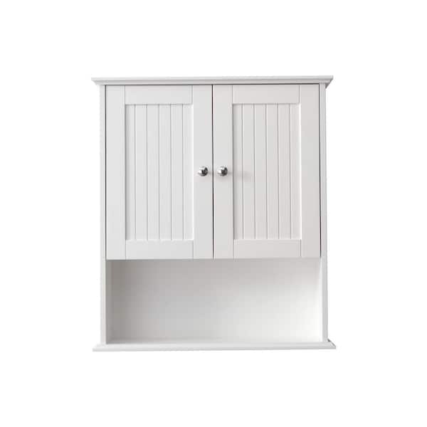Cesicia 26 in. W x 29.5 in. H Rectangular White Surface Mount Bathroom Medicine Cabinet without Mirror with Soft Close Doors
