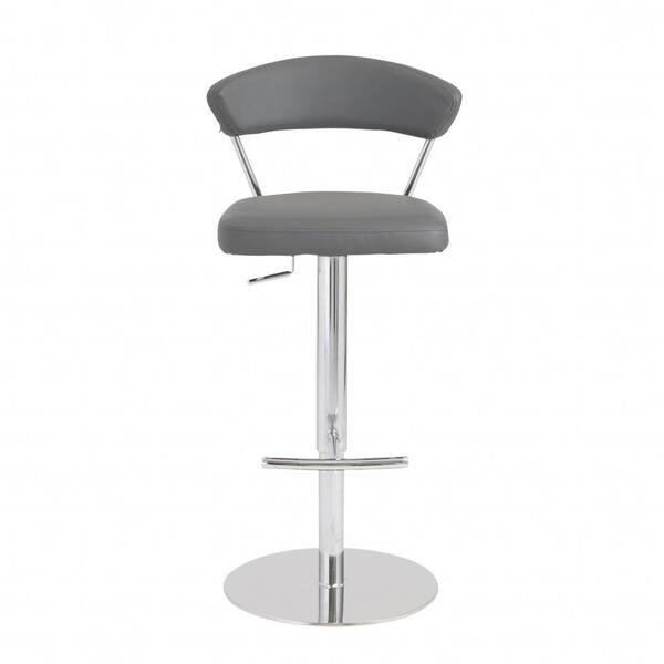 HomeRoots Charlie 30.32 in. Gray Low Back Metal Bar Stool with Faux ...