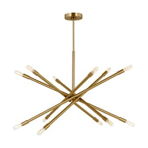 Eastyn Large 12-Light Burnished Brass Sputnik Chandelier