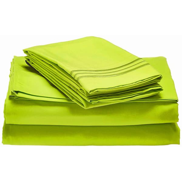 Elegant Comfort 4-Piece Lime Solid Microfiber King - Split Sheet Set