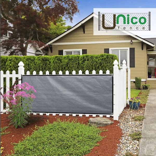 Unifirm Edge Reinforced Grommets-Free Privacy Fence Screen 90% Blockage Gazebo Backyard Shade Cover 3 ft. x 16 ft. Gray
