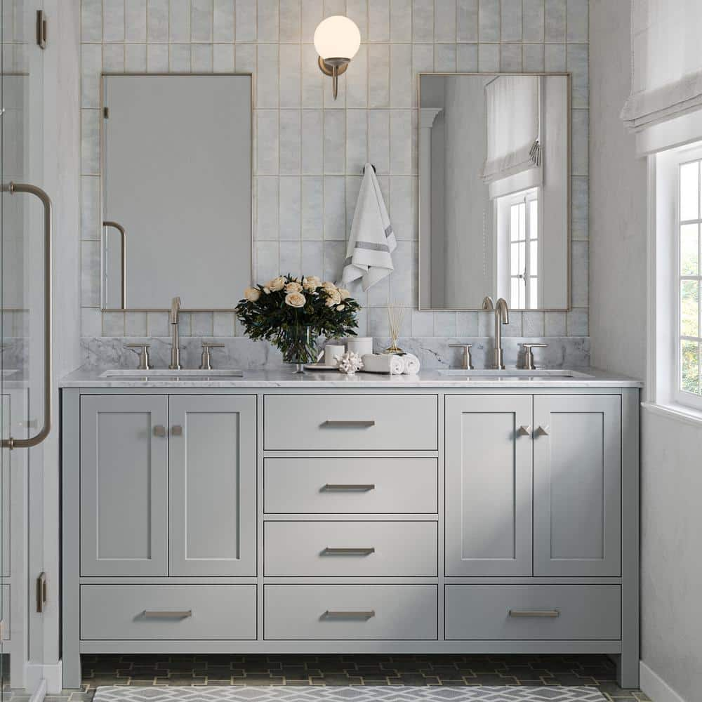 ARIEL Cambridge 67 in. W x 22 in. D x 36 in. H Double Bath Vanity in ...