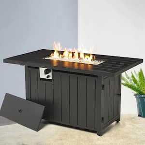 48 in. W x 26.25 in. H 30000-BTU Outdoor Black Aluminum Propane Fire Pit Table with Cover