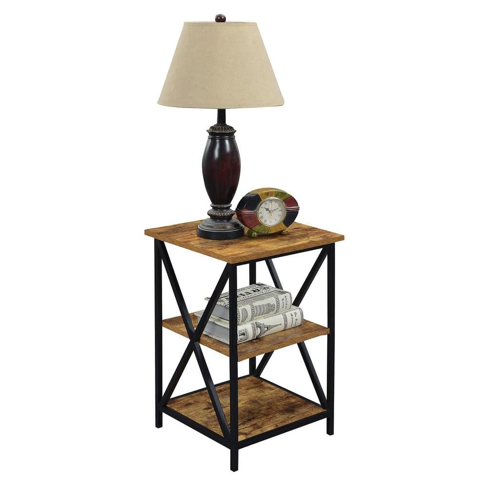 Tucson Rectangular 3-Tier Wood and Metal End Table
