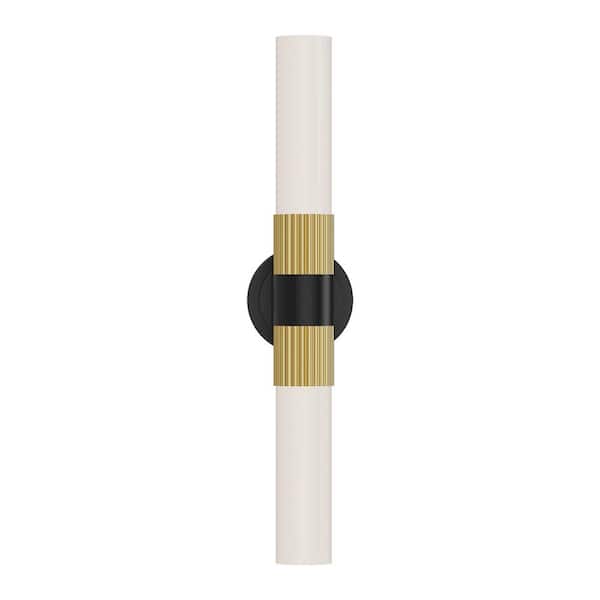 Rue 22-in 2 Light 60-Watt Matte Black/Brushed Gold Vanity Light