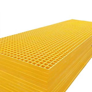 2 ft. x 2 ft. x 1 in. Fiberglass Molded Grating, 1.5 in. x 1.5 in. x 1 in., Yellow