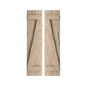 11.5 in. x 26 in. Timberthane Polyurethane 2-Board Spaced Board-n-Batten Hand Hewn Faux Wood Shutters w/Z-Board Pair