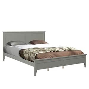 60.70 in. W Gray Modern Queen Size Solid Wood Platform Bed