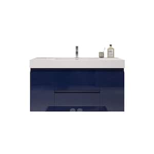 Fortune 48 in. W Bath Vanity in High Gloss Night Blue with Reinforced Acrylic Vanity Top in White with White Basin