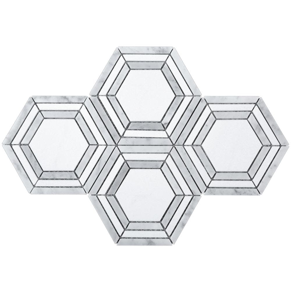 Interspace White 10.63 in. x 12.01 in. Honeycomb Polished Marble Mosaic Tile Sample price history on PriceWatchPro