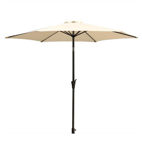 Sudzendf 9 ft. Aluminum Outdoor Patio Market Umbrella with Solar in White