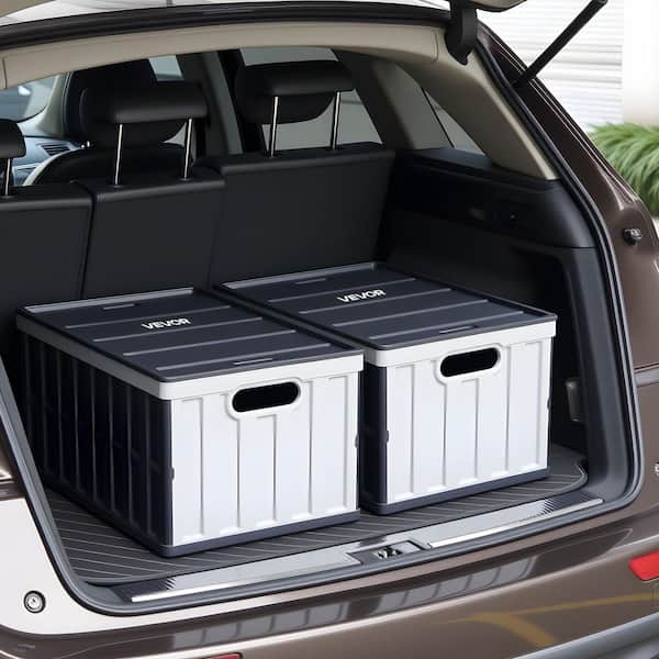 Plastic Collapsible Storage Bins with Handles, Holds 84 lbs. Per Bin, 65L 2 Packs, Stackable Folding Storage Crates