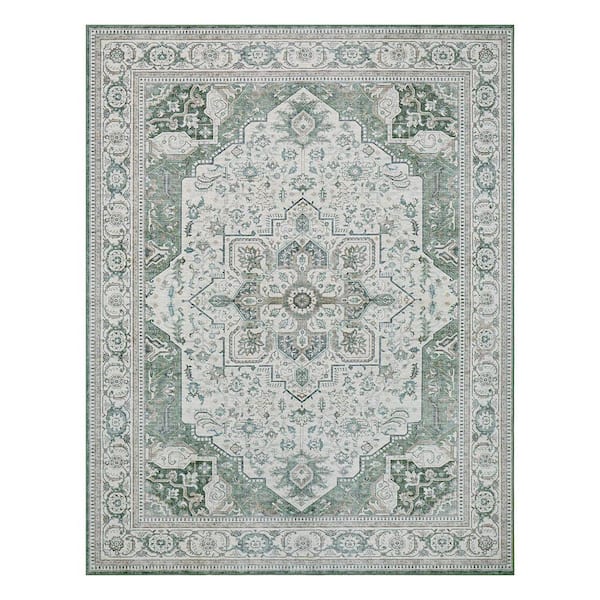 Rylan Green/Multi 7 ft. x 10 ft. Woven Oriental Polyester Area Rug
