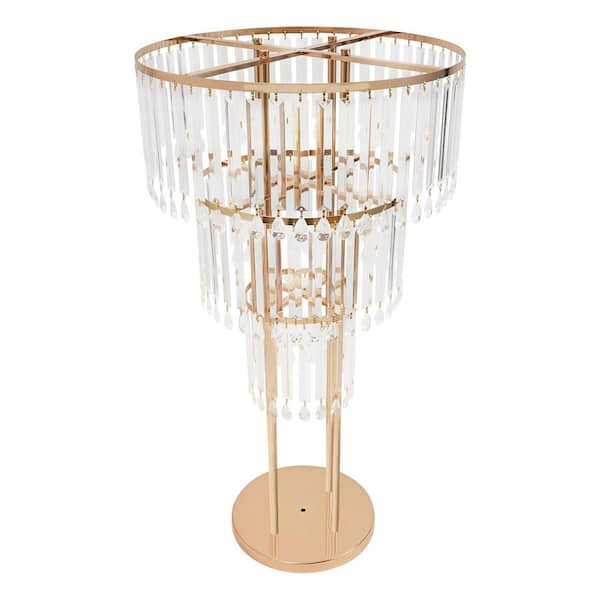 YIYIBYUS Gold 3-Tier Round Metal Acrylic Decorative Stand Wedding Birthday Party Flower Display Stand