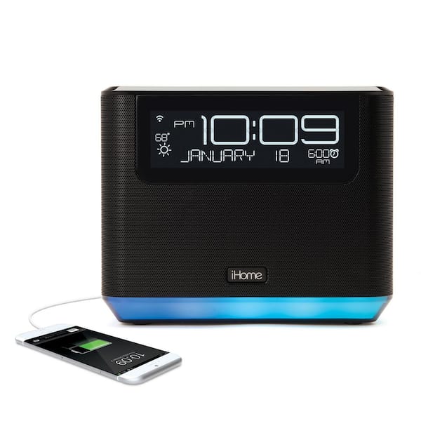 iHome Alexa Voice Service Bedside Clock System Featuring Far-Field with Bluetooth and Charging IAVS16B - Home Depot