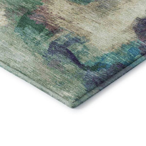 Mayfield Premium Machine Washable Abstract AMF2204 Sage 2 ft. x 7 ft. Runner Rug