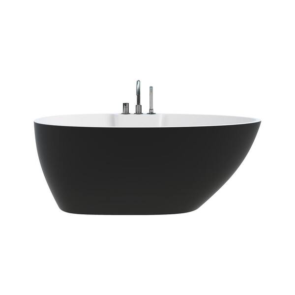 A&E Hadiya 56 in. x 30 in. Soaking Bathtub with End Drain in Black