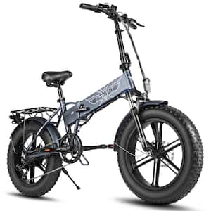20 in. Gray Upgraded 750-Watt Folding Mountain 7-Speed Gear E-Bike with Removable Lithium Battery