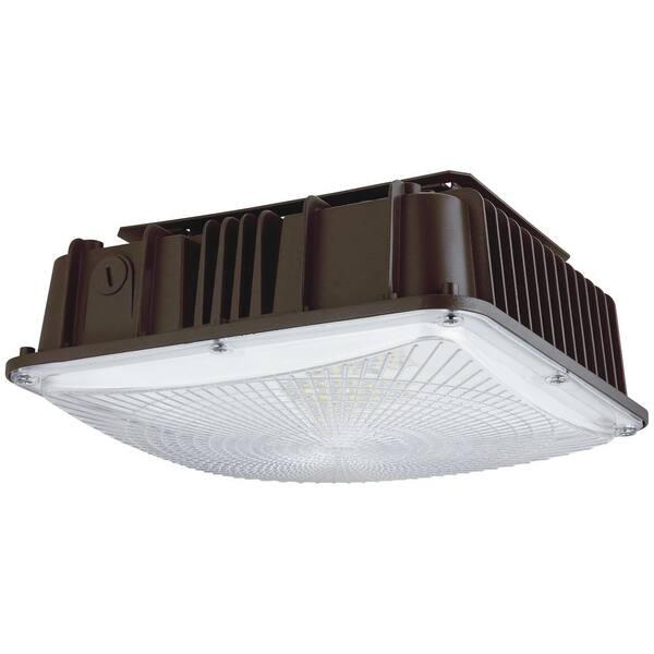 Sunlite 60-Watt Equivalent Integrated LED Commercial Dimmable Bronze Outdoor Canopy Light, Selectable CCT 3000K 4000K 5000K