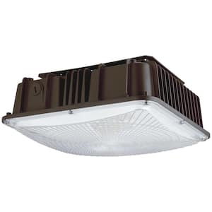 60-Watt Equivalent Integrated LED Commercial Dimmable Bronze Outdoor Canopy Light, Selectable CCT 3000K 4000K 5000K