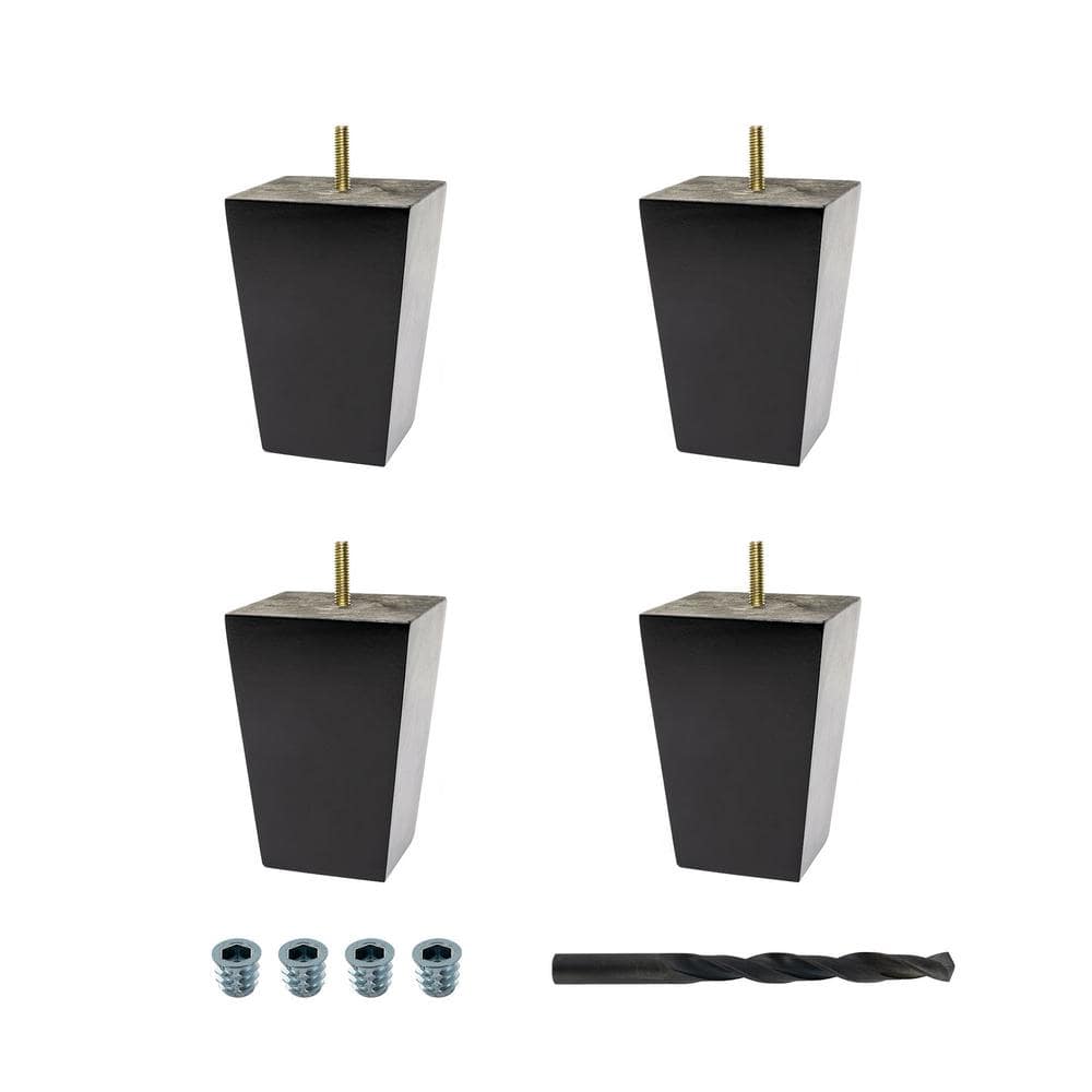 5" Espresso Solid Wood Tapered Furniture Legs Set of 4