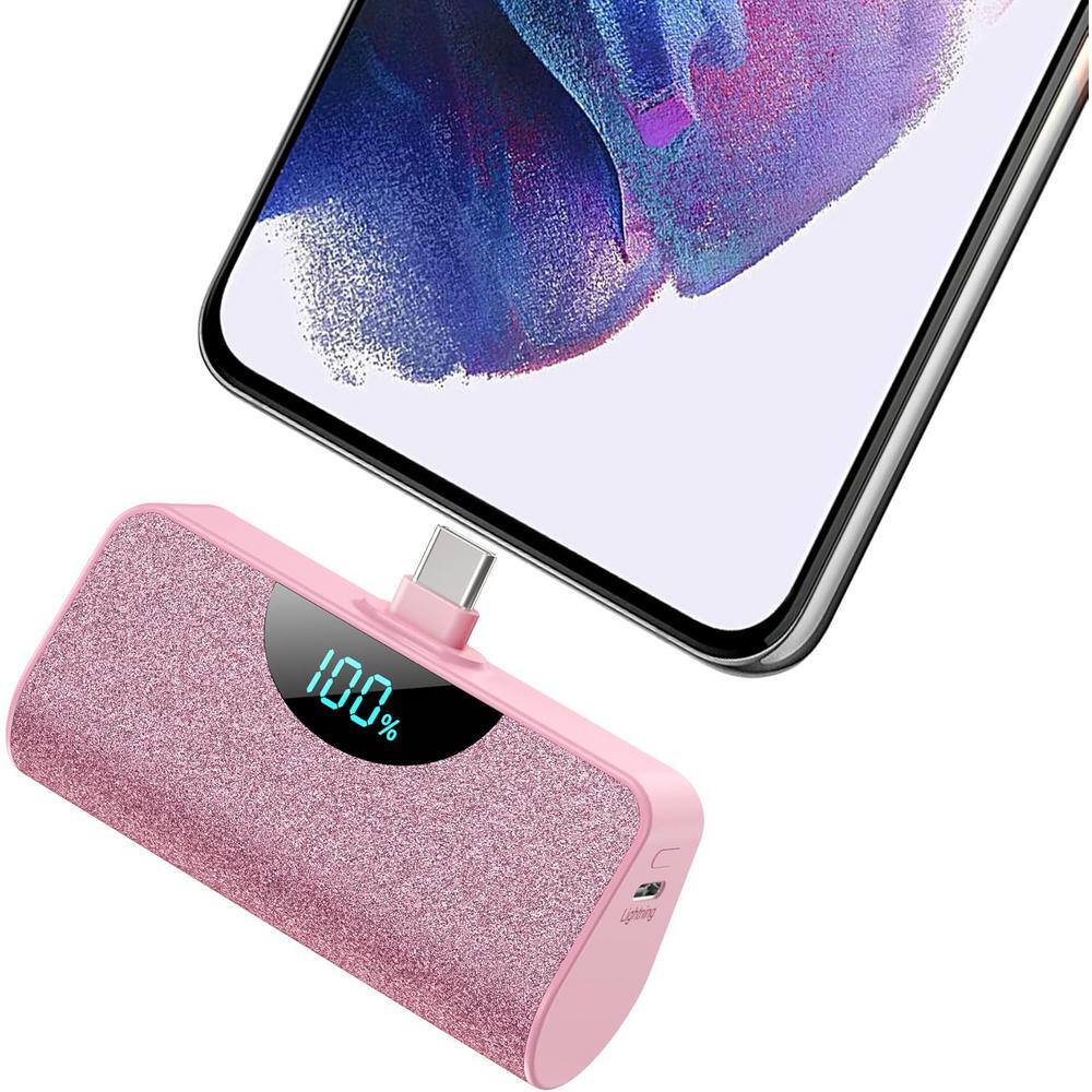 5200mAh Mini Portable Charger USB-C Power Bank, LCD Display Battery Pack Compatible with iPhone and Android in Pink price history on PriceWatchPro