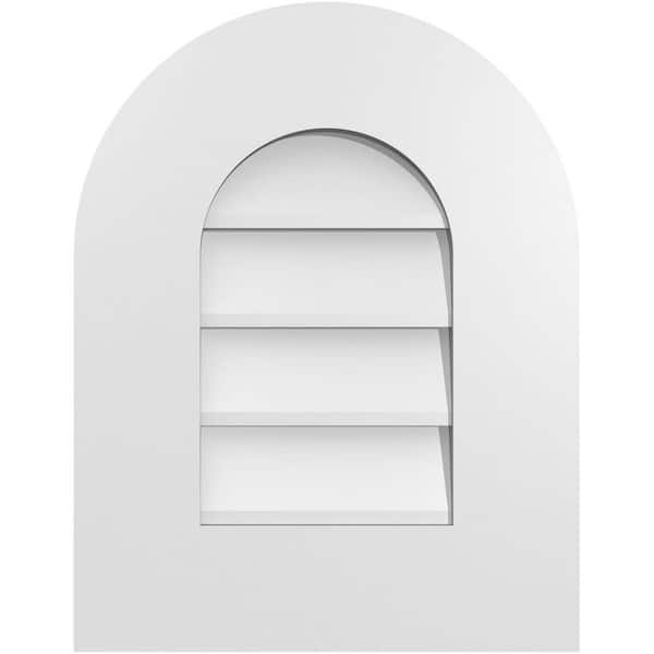 Ekena Millwork 14" x 18" Round Top Surface Mount PVC Gable Vent: Non-Functional with Standard Frame