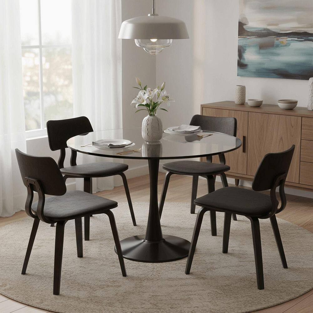 Bristol Glass top Black Glass/Steel 24 in. Pedestal Base Dining Table Seats 2 price history on PriceWatchPro