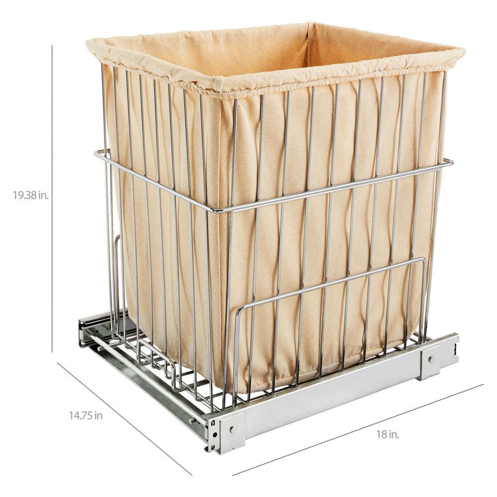 Chrome Wire Frame Stackable Laundry Hamper with Canvas Liner