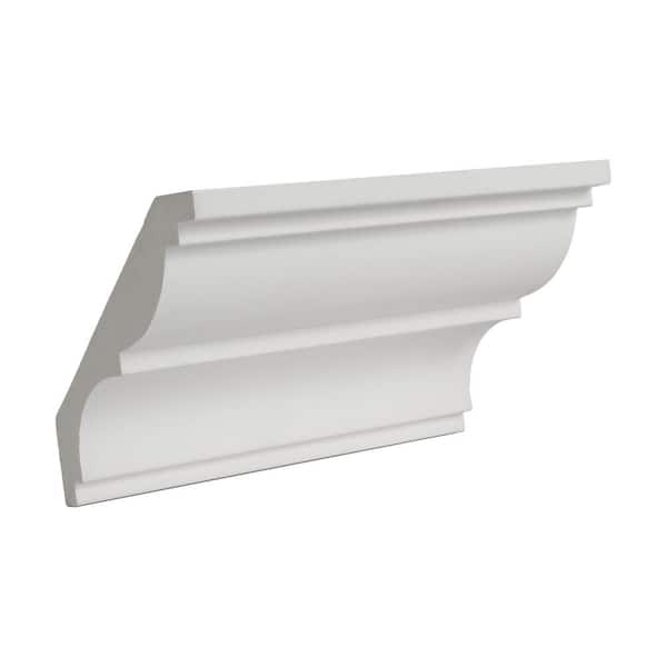 American Pro Decor 3-3/8 in. x 3-1/2 in. x 6 in. Long Plain Polyurethane Crown Moulding Sample