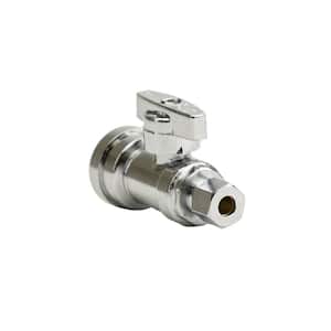 1/2 in. Push-to-Connect x 1/4 in. O.D. Compression Chrome Plated Brass Quarter-Turn Straight Stop Valve