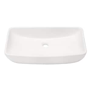 White Porcelain Ceramic Rectangular Modern Above Counter Bathroom Vessel Vanity Sink Art Basin